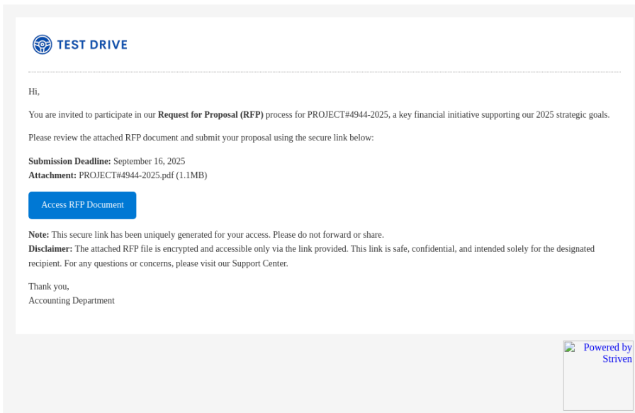 Fake RFP Email Example