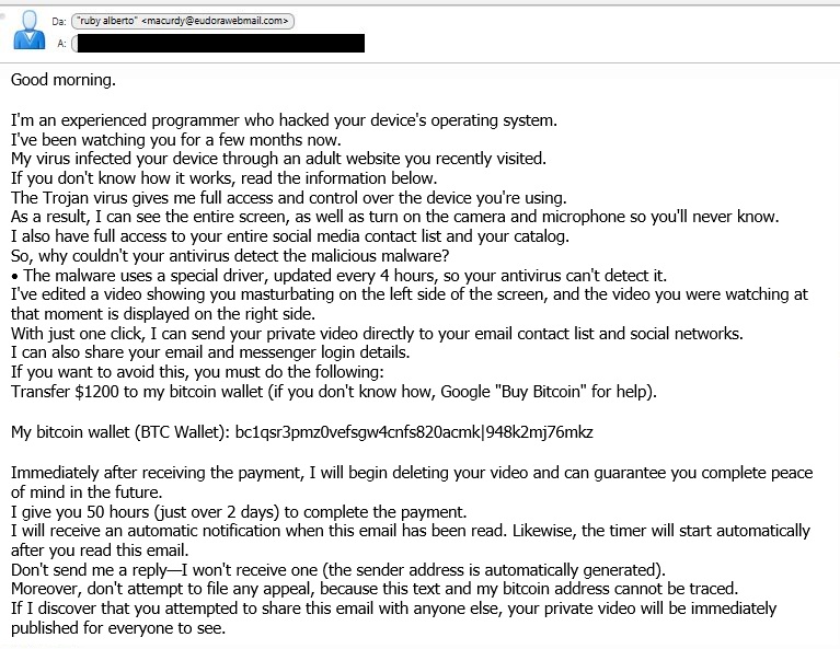 Sextortion Lure Email